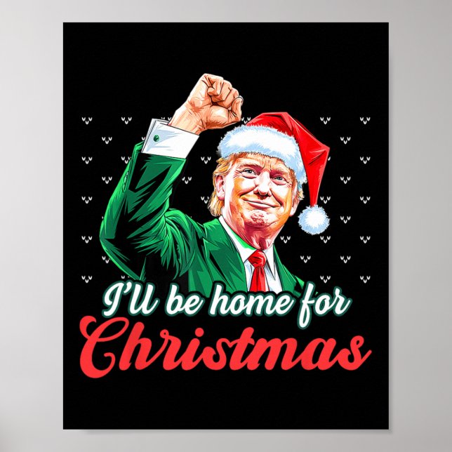 Poster Eu Estarei Em Casa Para O Natal Engraçado. (Frente)