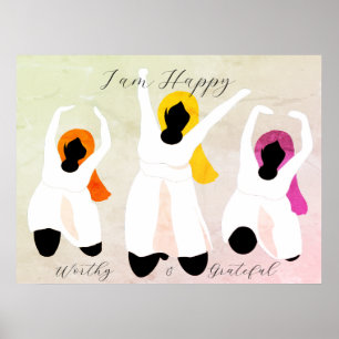 Poster Eu estou Feliz, Digno & Grato Afirmação Positiva