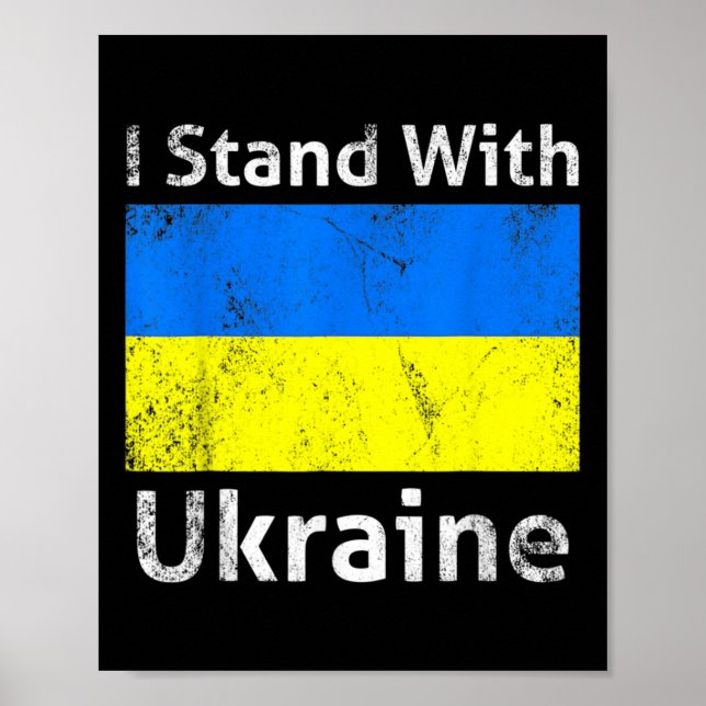 Poster Eu Fico Com A Bandeira Da Ucrânia Apoio Gratuito L (Frente)