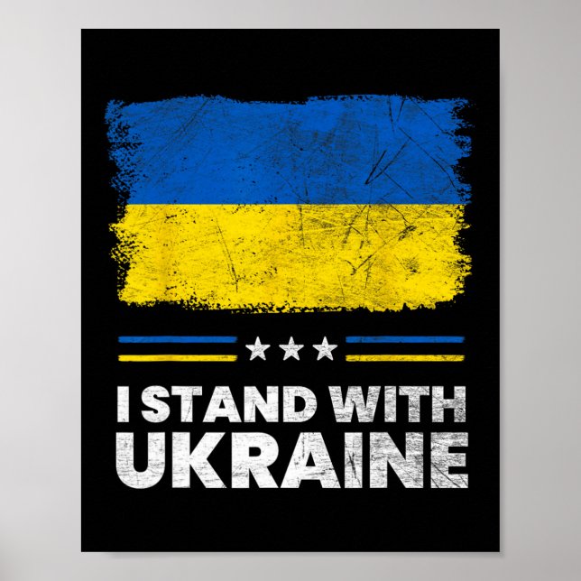 Poster Eu Fico Com a Bandeira da Ucrânia - Bandeira Ucran (Frente)