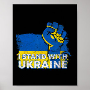 Poster Eu Fico Com a Bandeira da Ucrânia - Bandeira Ucran
