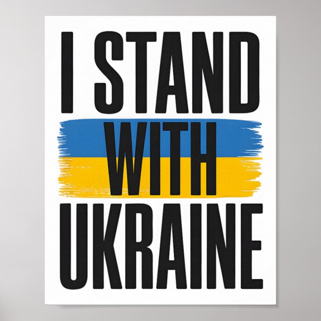 Poster Eu Fico Com a Ucrânia Bandeira Ousada da Ucrânia S (Frente)