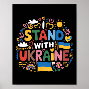 Poster Eu Fico Com a Ucrânia Colorida Paz Homens Ucrânia