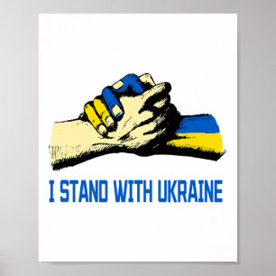 Poster Eu Fico Com a Ucrânia Mãos de Apoio Paz Ucrânia
