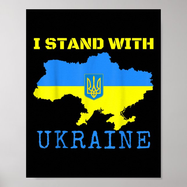 Poster Eu Fico Com A Ucrânia Mapa Acabar Com A Bandeira U (Frente)