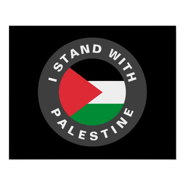Pôster Eu fico com o texto personalizado da Palestina e a (Frente)