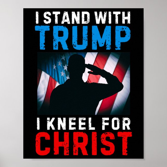 Poster Eu Fico Com Trump É Meu Presidente Kneel Jesus Chr (Frente)