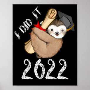 Poster Eu Fiz 2022 Lama Com Boné de formatura Engraçado