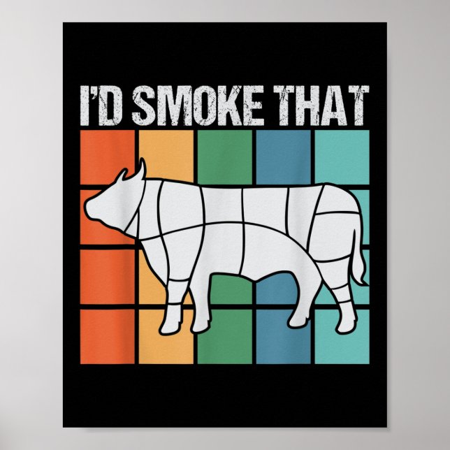 Poster Eu Fumava Aquele Churrasco Engraçado Barbeque Fuma (Frente)