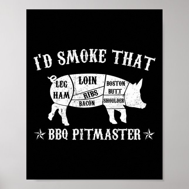 Poster Eu Fumava Aquele Churrasco Engraçado De Camisa Pig (Frente)