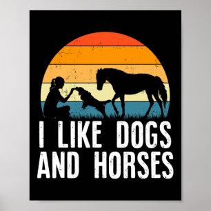 Poster Eu Gosto De Cães E Cavalos Andando Filha Retro Vin