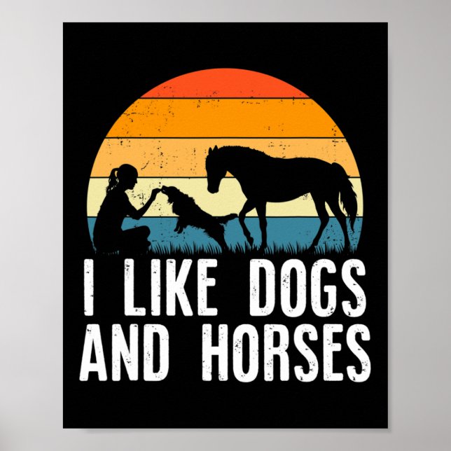 Poster Eu Gosto De Cães E Cavalos Andando Filha Retro Vin (Frente)
