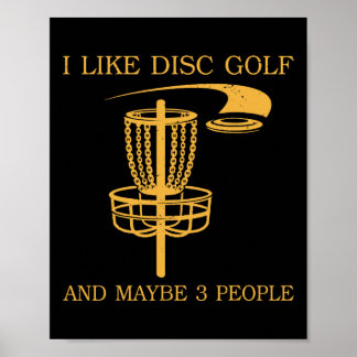 Poster Eu Gosto de Disc Golf e Talvez 3 Pessoas Engraçada