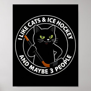 Poster Eu Gosto de Gatos Hóquei no Gelo E Talvez 3 Pessoa