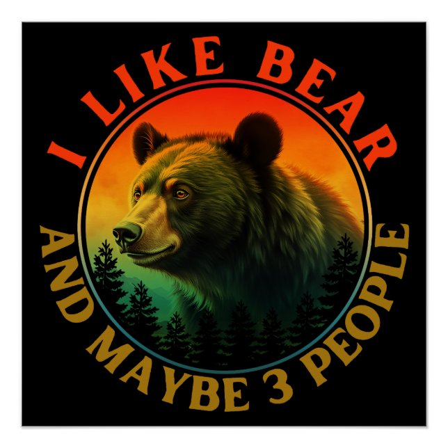 Pôster Eu gosto de urso e talvez 3 pessoas (Frente)