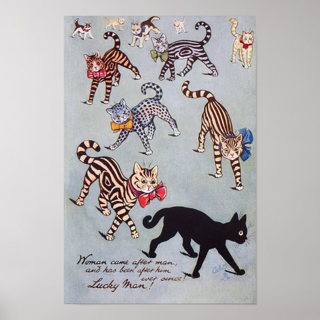 Poster Eu Gosto Do Gato Preto, Louis Wain (Frente)