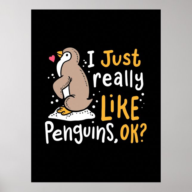 Poster Eu Gosto Muito De Pinguins. (Frente)