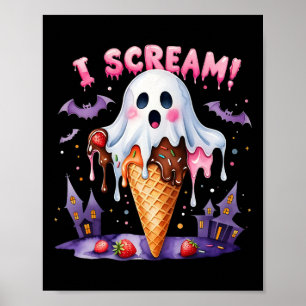 Poster Eu Gritar Sorvete Fantasma Halloween Bela Arte Eng