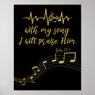 Poster Eu Irei Elogiá-Lo com Song KJV Bíblia Verse