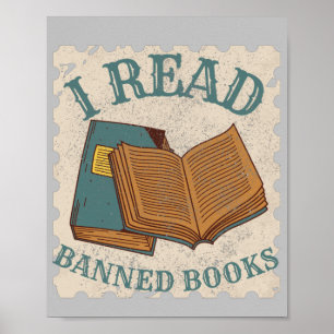 Poster eu leio livros proibidos amante de livros antigos