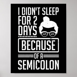 Poster Eu não dormi 2 dias, programador de Semicolon codi