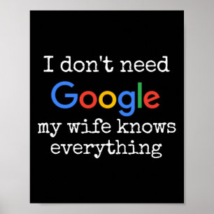 Poster Eu Não Preciso do Google Minha Esposa Sabe Tudo En