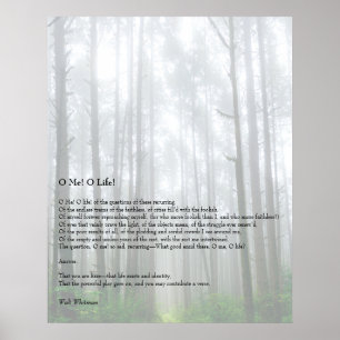 Poster Eu! Oh Life! Walt Whitman Poem Wooded Path 1