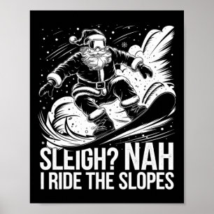Poster Eu Passo Papais noeis De Snowboarder Neve De Natal