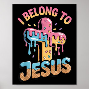 Poster Eu Pertenço a Jesus Crianças Sorvete Cristão Gota