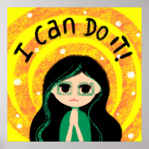Poster Eu posso fazê-lo pintura Uplifting da menina da