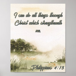 Poster Eu posso fazer tudo através do Cristo Watercolor T