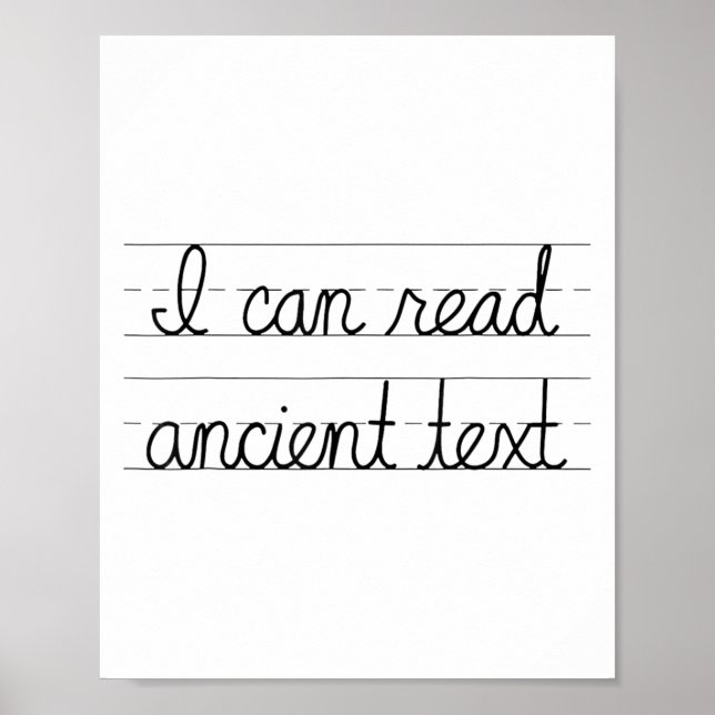 Poster Eu Posso Ler Texto Antigamente Tee Oferece Engraça (Frente)