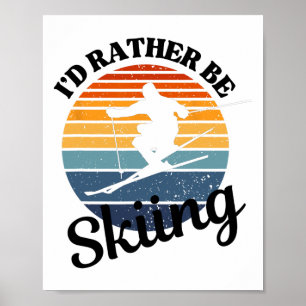 Poster Eu Preferencialmente Esquiando Vintage Sunset - Es