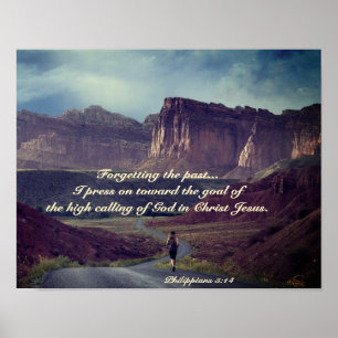 Poster Eu pressiono em direção ao gol Philippians 3:14 Bí