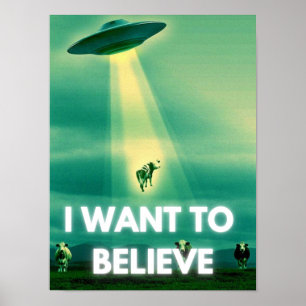 Poster Eu Quero Acreditar, Filme Retro 90, Alienígena OVN