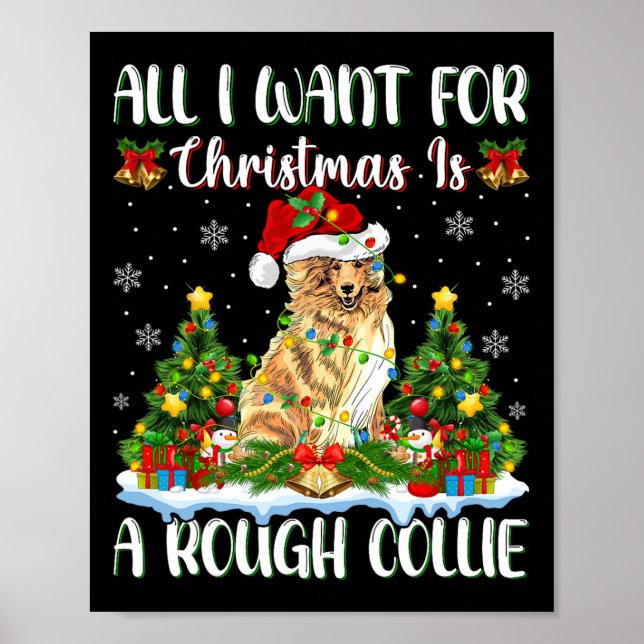 Poster Eu Quero O Natal É Um Cachorro Collie Xmas Duro (Frente)