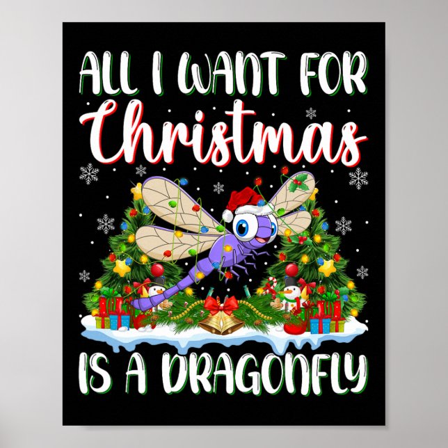 Poster Eu Quero O Natal É Um Dragonfly Xmas Tree Ligh (Frente)
