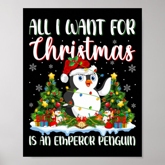 Poster Eu Quero O Natal É Um Imperador Pinguim Xmas Tre (Frente)