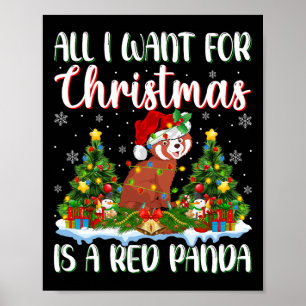 Poster Eu Quero O Natal É Um Panda Vermelho Xmas Tree Lig