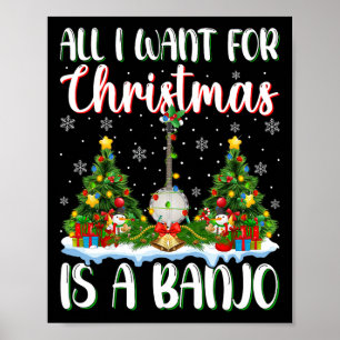 Poster Eu Quero O Natal É Uma Luz De Árvore Banjo Xmas