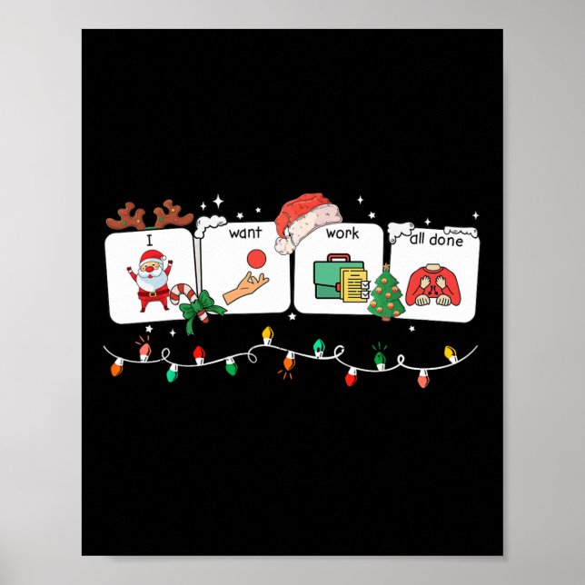 Poster Eu Quero Trabalhar Todos Os Sinais Feitos Falar Id (Frente)