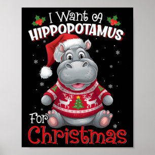 Poster Eu Quero Um Hippopotamus Para O Natal Xmas Hippo P