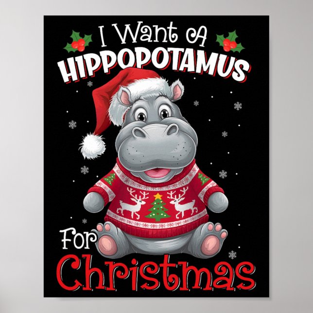 Poster Eu Quero Um Hippopotamus Para O Natal Xmas Hippo P (Frente)