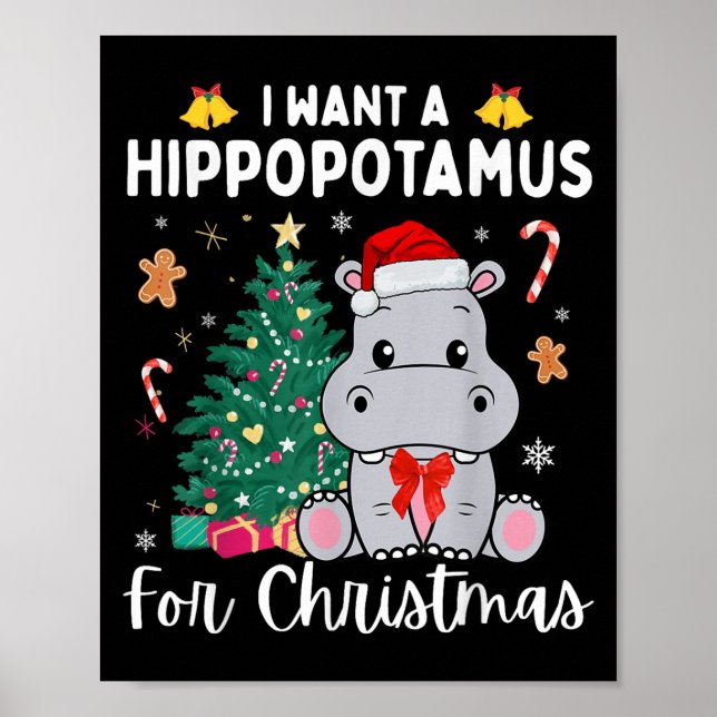 Poster Eu Quero Um Hiptamus Para O Natal Xmas Para O Kid  (Frente)