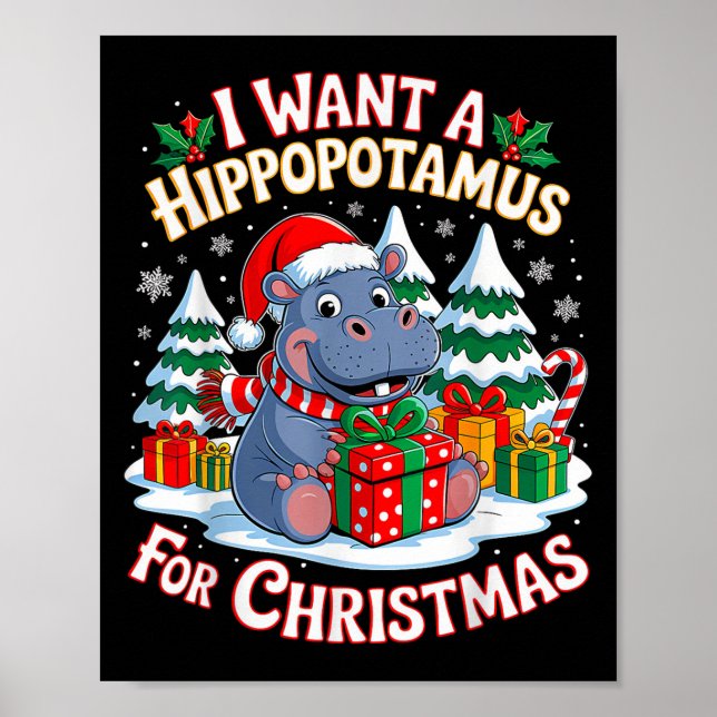 Poster Eu Quero Um Hiptamus Para O Natal Xmas Para O Kid  (Frente)