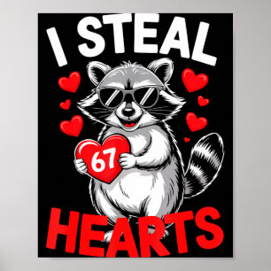 Poster Eu Roubo 67 Corações Engraçado 67 Raccoon Dia dos 
