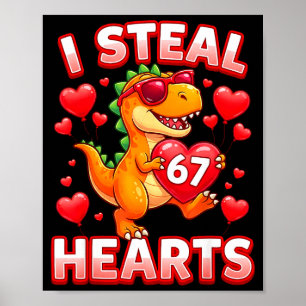 Poster Eu Roubo Corações 67 Trex Crianças Valentines Meme