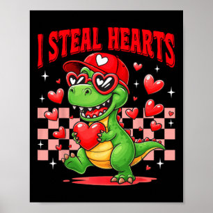 Poster Eu Roubo Corações T-rex Dino Pelo Menino Valentine