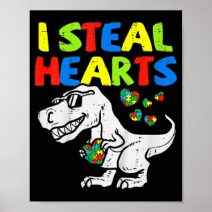 Poster Eu Roubo Corações Trex Dinossauros Garotos Autismo