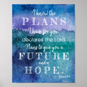 Poster Eu sei a aguarela roxa azul da escritura dos